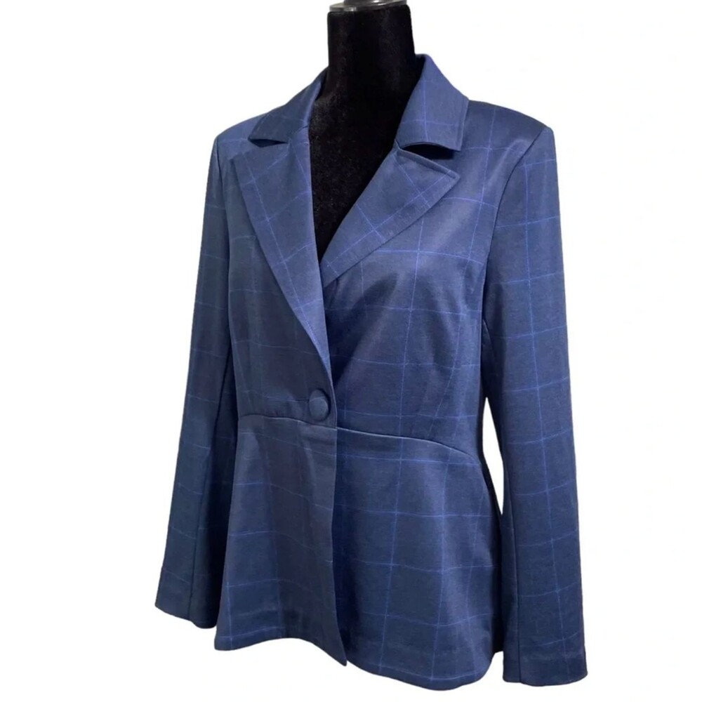 Cabi Blazer Size 8 Sunset Kiss Blue Windowpane Jacket
